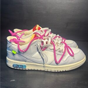 White and Pink Sneakers Offwhite dunks